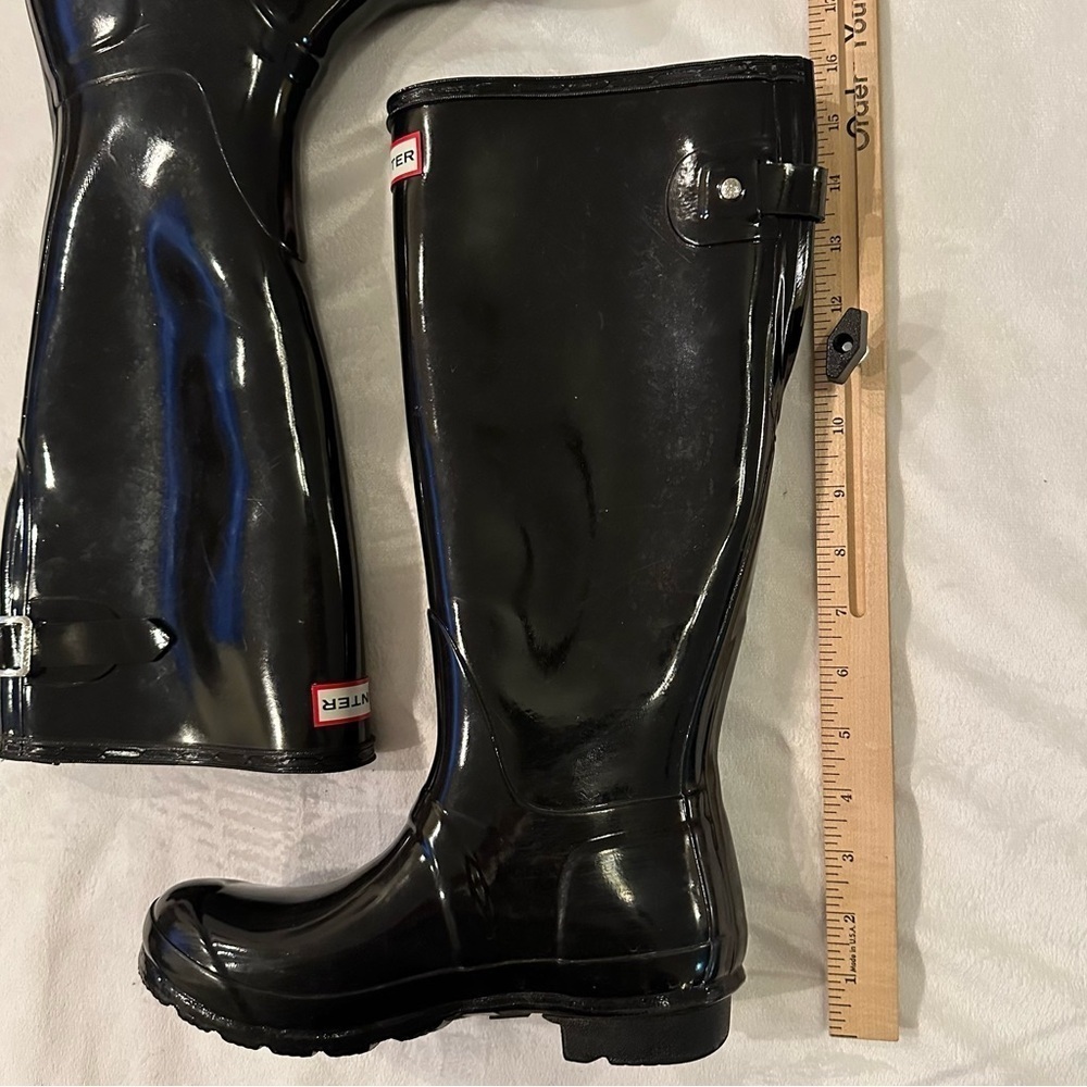 Hunter Original Tall Glossy Black Rain Boot Women’s 6 classic weather high boots - Picture 3 of 9